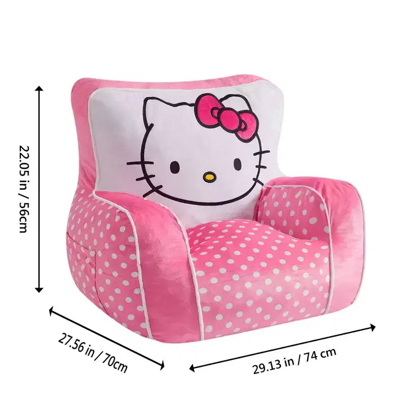 Sillón infantil de felpa y espuma comprimida, rosa