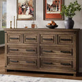 55 Farmhouse-Kommode mit 8 Schubladen fürs Schlafzimmer, Retro-Schrank, Aufbewahrungsmöbel mit mehreren Schubladen, Holzschrank im Retro-Stil