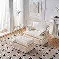 Fauteuil convertible comprimé avec pouf, fauteuil moderne en velours côtelé pour petits espaces, salon, résidence étudiante ou appartement
