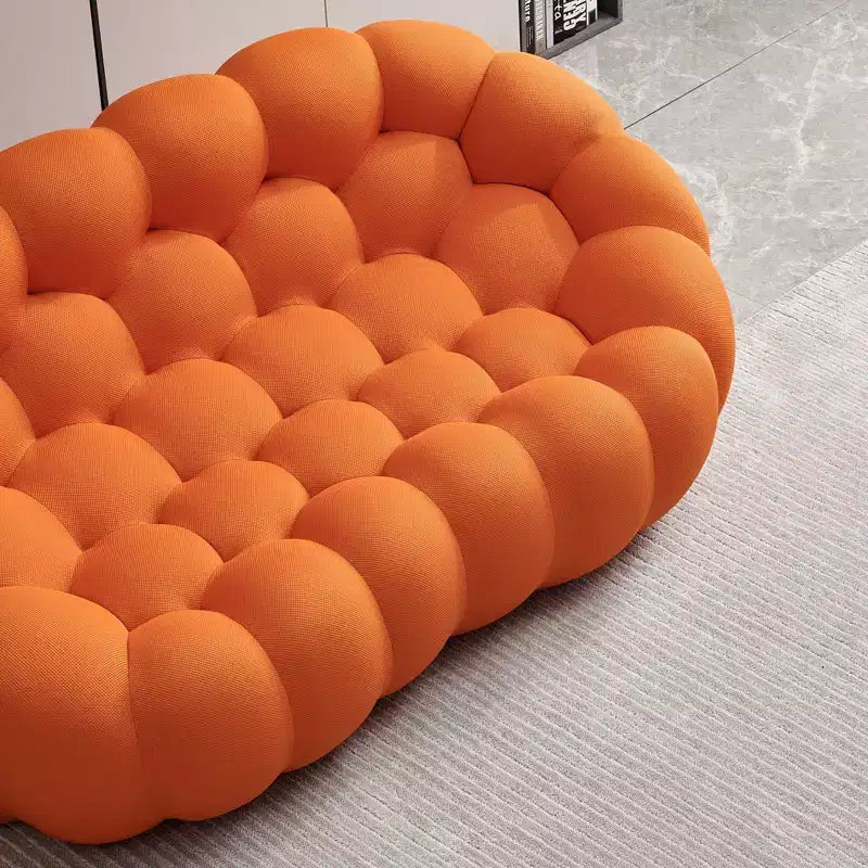 Canapé 2 places bulle de 75 pouces avec motif en nid d’abeille, tissu en maille 3D pour espaces modernes, orange
