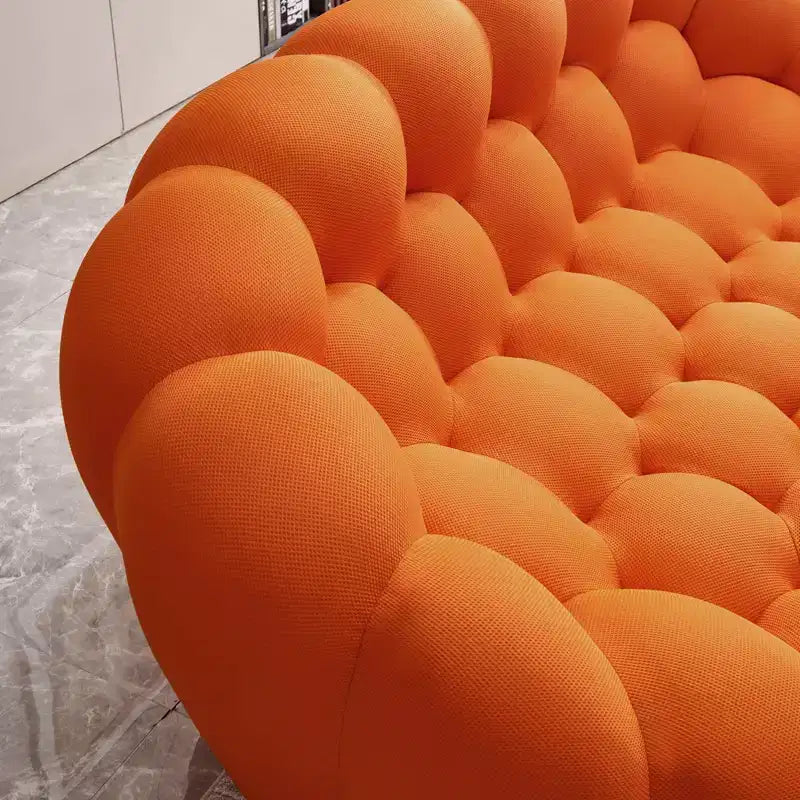 Canapé 2 places bulle de 75 pouces avec motif en nid d’abeille, tissu en maille 3D pour espaces modernes, orange