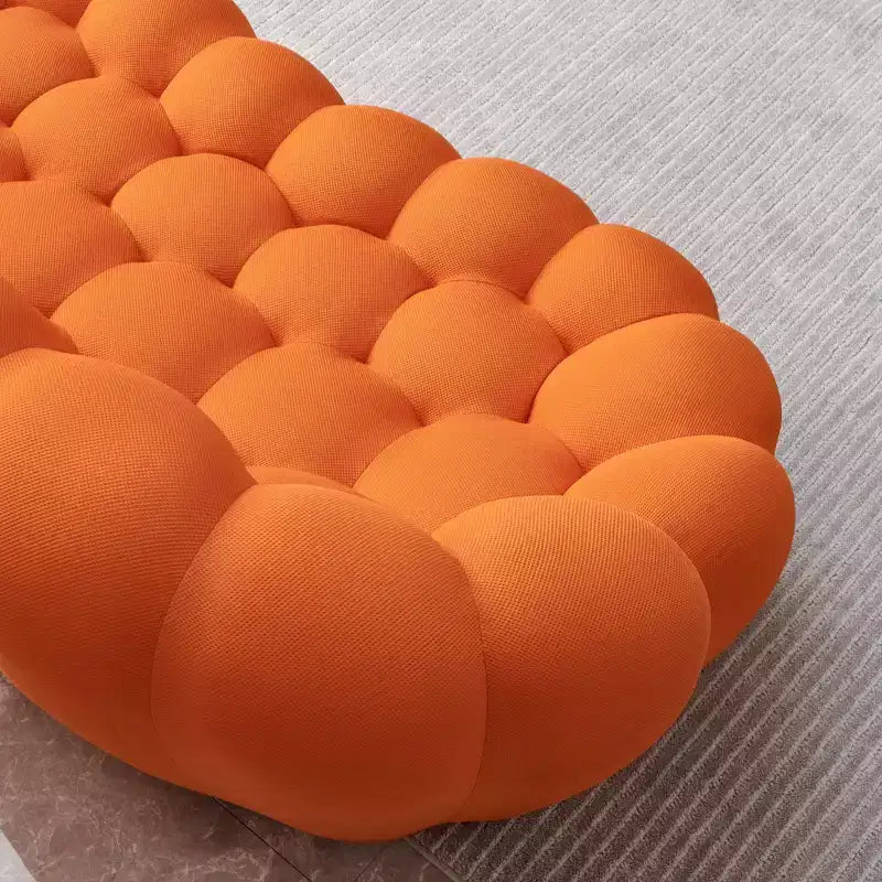 Canapé 2 places bulle de 75 pouces avec motif en nid d’abeille, tissu en maille 3D pour espaces modernes, orange