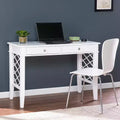 Bureau blanc, table de travail minimaliste pour bureau à domicile, grand plateau et piètement stable
