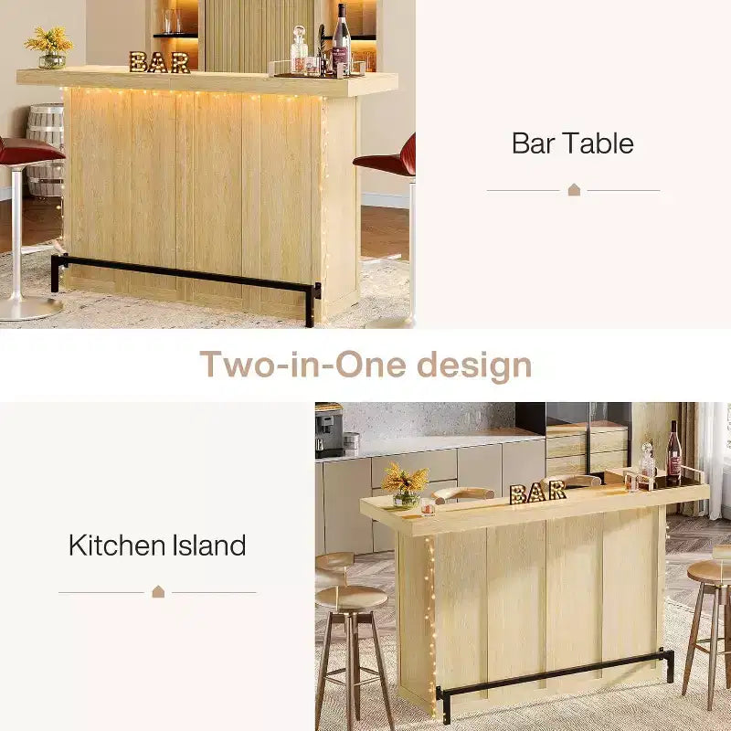 Moderner Bartisch mit 4 Ebenen, 70.9 Zoll, Hausbarschränkchen mit Glashalter und schwarzer Fußstütze