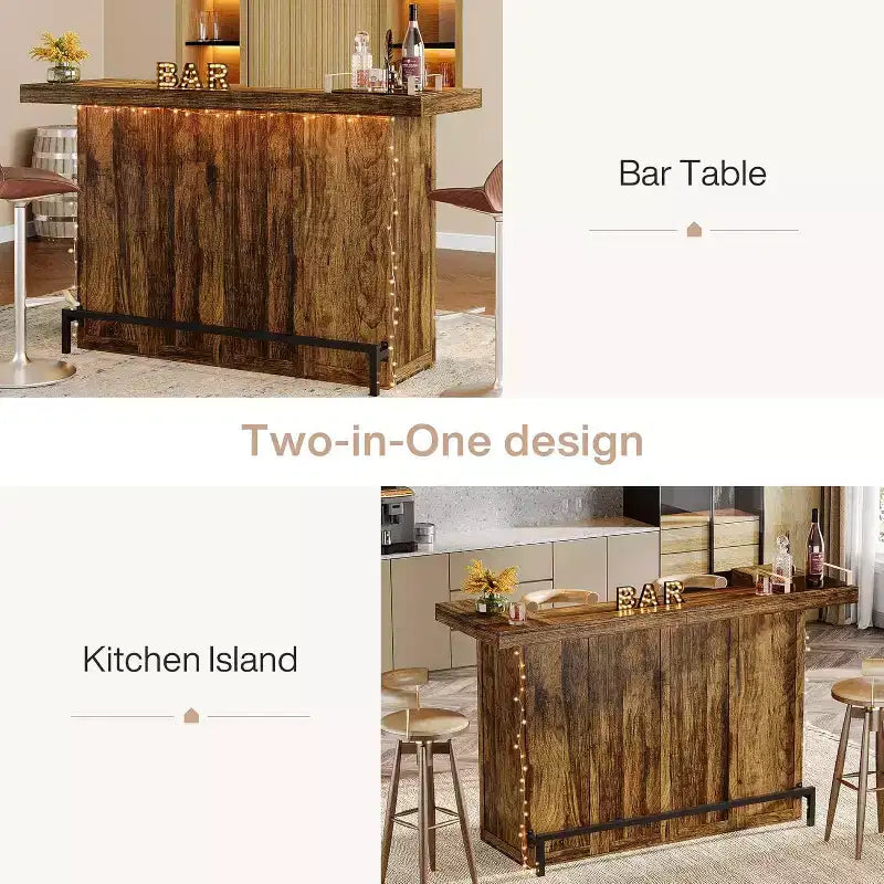 Moderner Bartisch mit 4 Ebenen, 70.9 Zoll, Hausbarschränkchen mit Glashalter und schwarzer Fußstütze