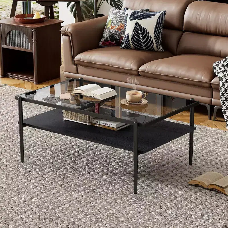Rechteckiger Couchtisch mit grauer Tischplatte aus gehärtetem Glas und weißen Beinen, moderner Tisch für das Wohnzimmer
