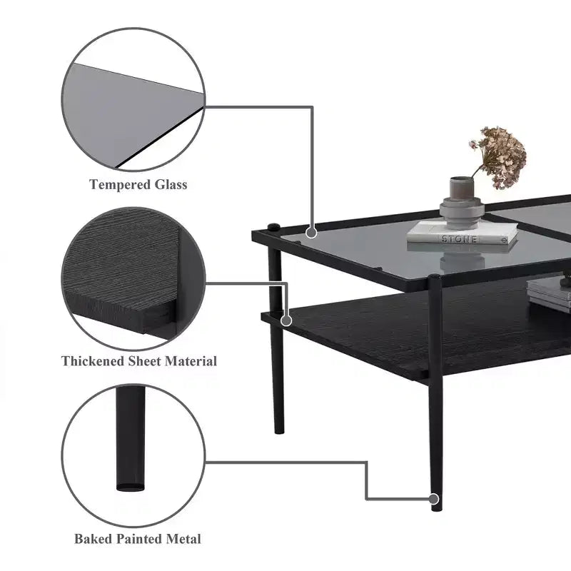 Rechteckiger Couchtisch mit grauer Tischplatte aus gehärtetem Glas und weißen Beinen, moderner Tisch für das Wohnzimmer