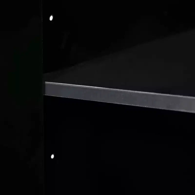 Aparador con 4 puertas, tiradores metálicos y estantes ajustables para el comedor, negro