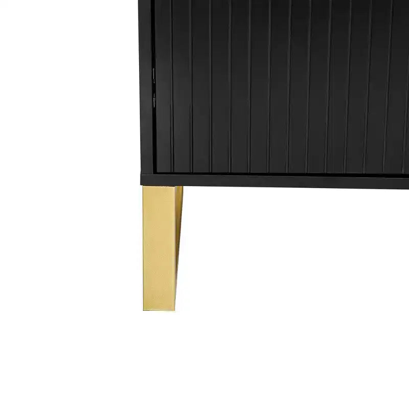 Aparador con 4 puertas, tiradores metálicos y estantes ajustables para el comedor, negro