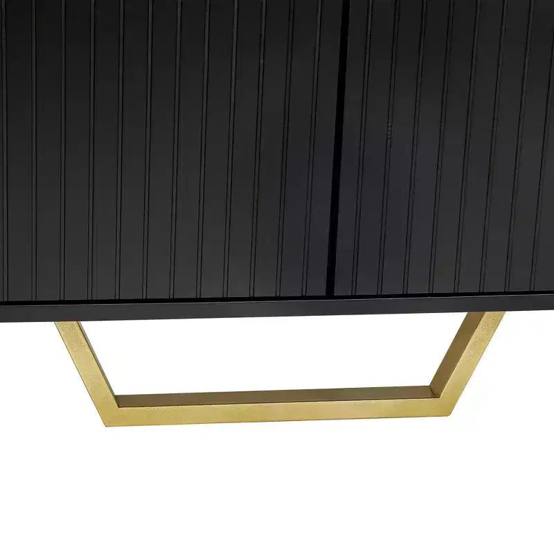 Aparador con 4 puertas, tiradores metálicos y estantes ajustables para el comedor, negro