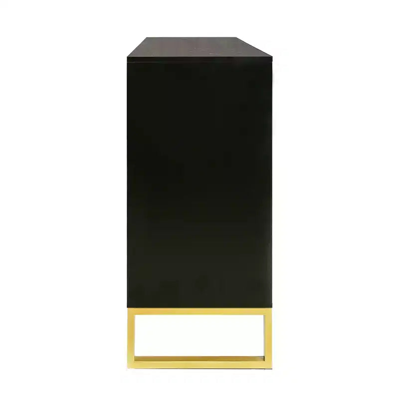 Aparador con 4 puertas, tiradores metálicos y estantes ajustables para el comedor, negro