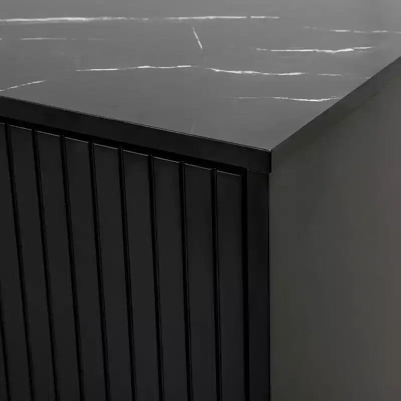 Aparador con 4 puertas, tiradores metálicos y estantes ajustables para el comedor, negro