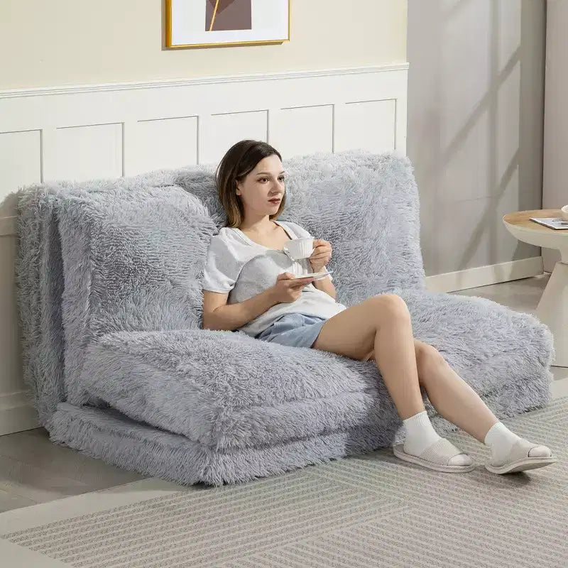 Sofá cama de suelo contemporáneo tipo puff, colchón plegable ancho y mullido para el suelo, relleno de espuma, sofá cama de pared