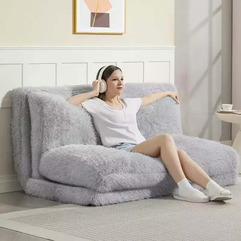 Sofá cama de suelo contemporáneo tipo puff, colchón plegable ancho y mullido para el suelo, relleno de espuma, sofá cama de pared