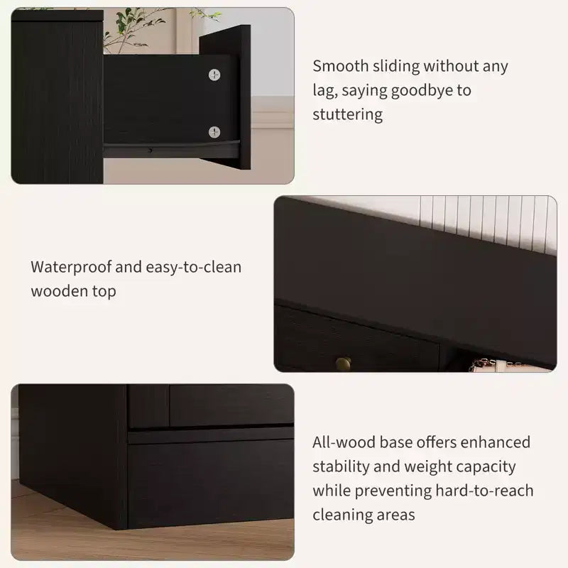 Kommode mit 12 Schubladen fürs Schlafzimmer, 61W Holzkommode mit Metallgriffen, TV-Kommode für Fernseher bis 65, Organizer zur Kleideraufbewahrung