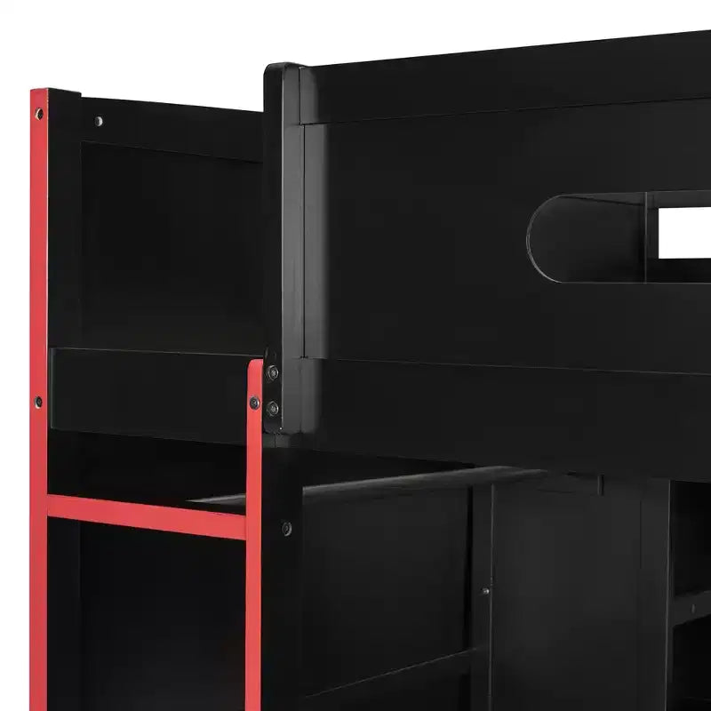 Cama alta de madera de tamaño matrimonial para videojuegos, con escritorio y armario, puerto USB y luz LED para dormitorio de niños, adolescentes y adultos