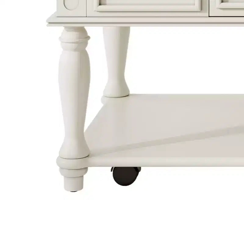 Mesa de centro estilo granja con un cajón, ruedas con bloqueo y patas de madera maciza para la sala de estar, gris+blanco