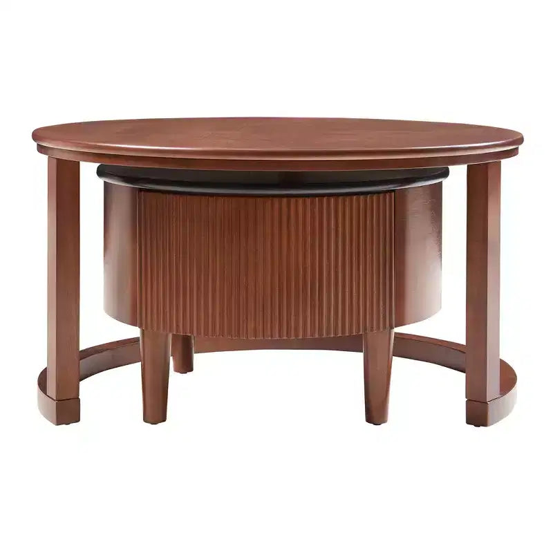Tables basses gigognes rondes, table de cocktail, table centrale, table d’appoint pour canapé, table décorative vintage avec tiroir, noir et noyer