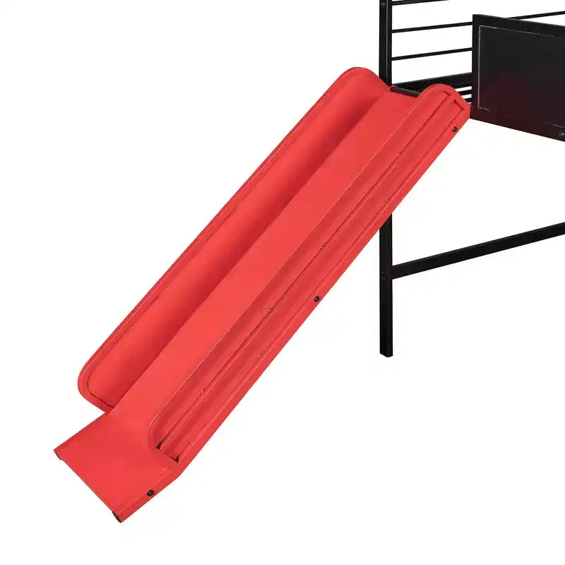 Lit mezzanine pour lit simple avec toboggan, lit cabane en métal avec toit, lit mezzanine bas avec tableau en bois inscriptible pour enfants et adolescents