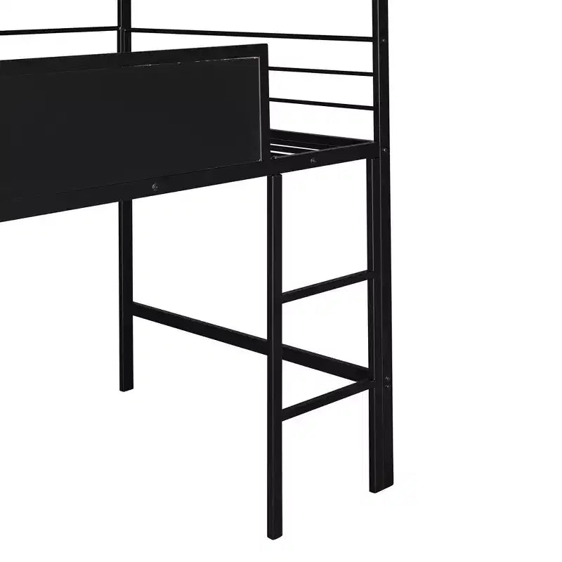 Lit mezzanine pour lit simple avec toboggan, lit cabane en métal avec toit, lit mezzanine bas avec tableau en bois inscriptible pour enfants et adolescents
