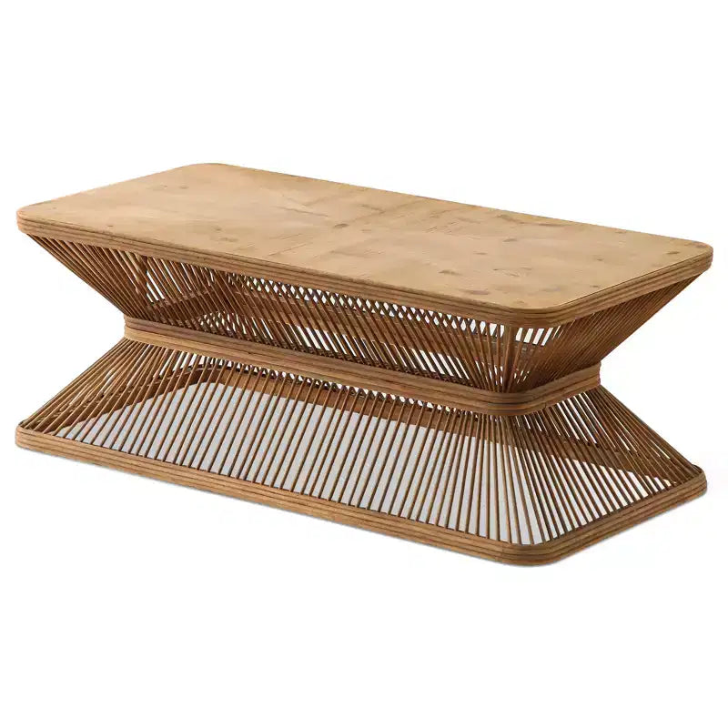 Table basse rectangulaire moderne du milieu du siècle en bambou