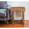 Table d'appoint carrée en bois massif noir et marron de 22