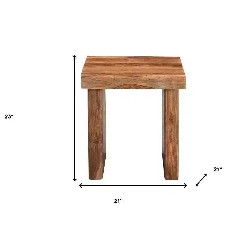 Table d'appoint carrée en bois massif noir et marron de 22