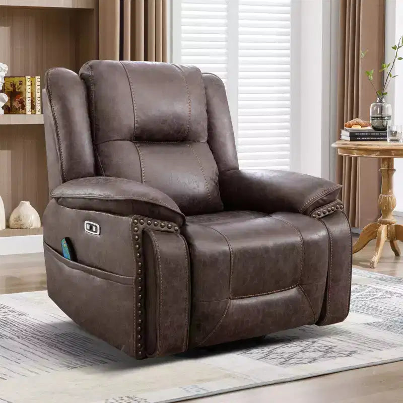 Massagesessel mit Aufstehhilfe, Wärme- und Vibrationsfunktion, gepolsterter Relaxsessel mit Getränkehalter, Seitentasche und USB-Anschluss für das Wohnzimmer