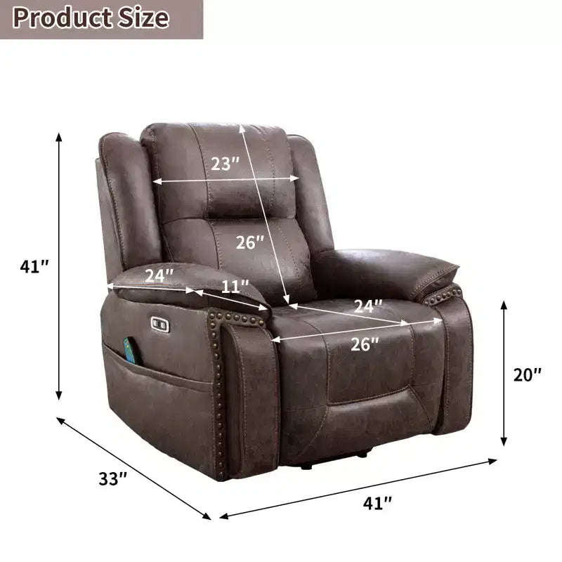 Massagesessel mit Aufstehhilfe, Wärme- und Vibrationsfunktion, gepolsterter Relaxsessel mit Getränkehalter, Seitentasche und USB-Anschluss für das Wohnzimmer
