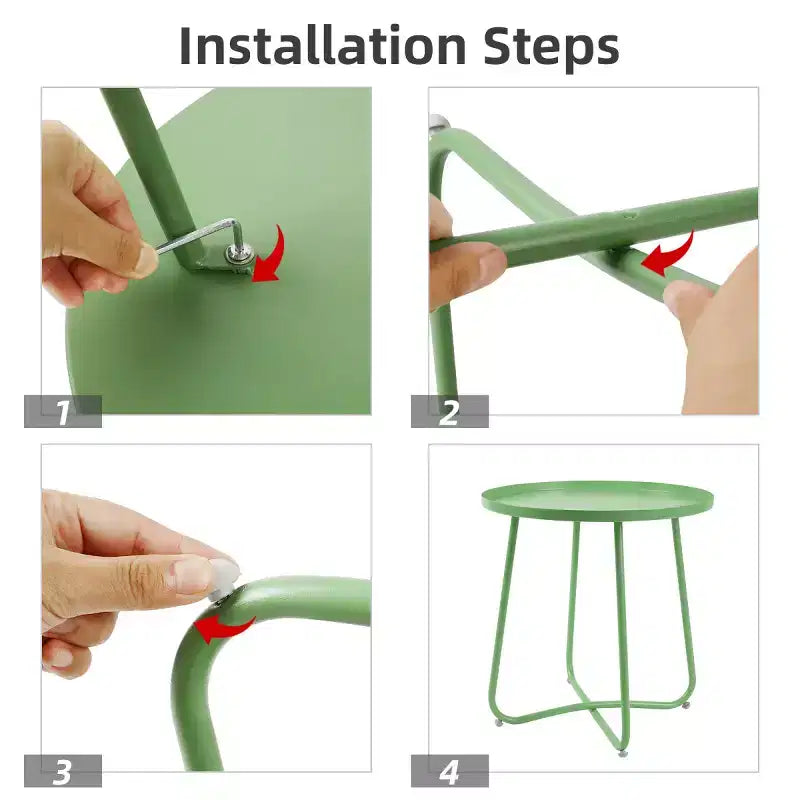 Petite table d’appoint ronde en métal pour l’extérieur, table résistante aux intempéries pour terrasse, jardin, cour, porche et balcon, vert