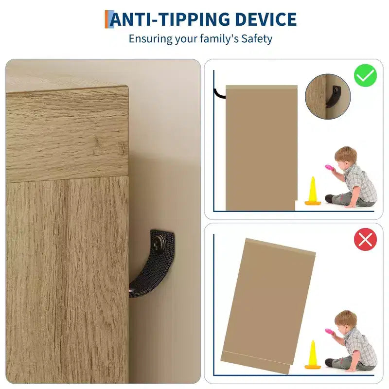 Armoire basse de 43.3 avec tringle et 4 tiroirs de rangement, meuble de rangement autoportant en bois à 2 portes pour chambre