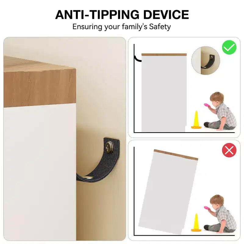 Armoire basse de 43.3 avec tringle et 4 tiroirs de rangement, meuble de rangement autoportant en bois à 2 portes pour chambre
