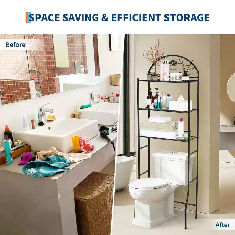 Étagère de rangement métallique à 3 niveaux pour toilettes, organisateur de salle de bain autoportant et peu encombrant pour serviettes et articles de toilette