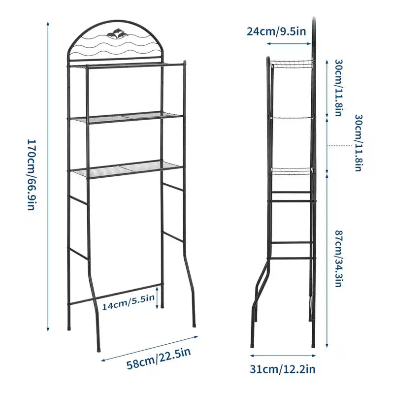 Étagère de rangement métallique à 3 niveaux pour toilettes, organisateur de salle de bain autoportant et peu encombrant pour serviettes et articles de toilette