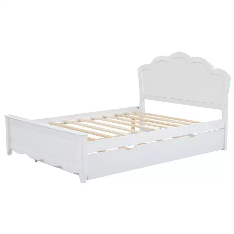 Cama de plataforma tamaño queen con cama nido individual, fácil de montar