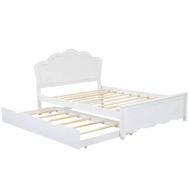 Cama de plataforma tamaño queen con cama nido individual, fácil de montar
