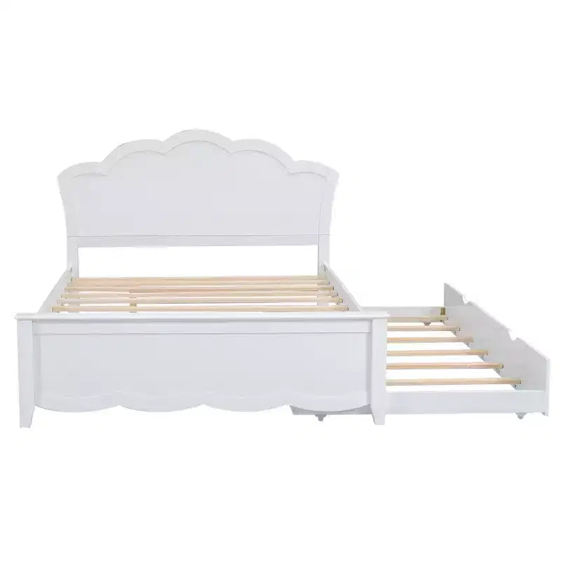 Cama de plataforma tamaño queen con cama nido individual, fácil de montar