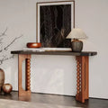 Mesa consola rústica de madera de 59'' con patas esféricas únicas