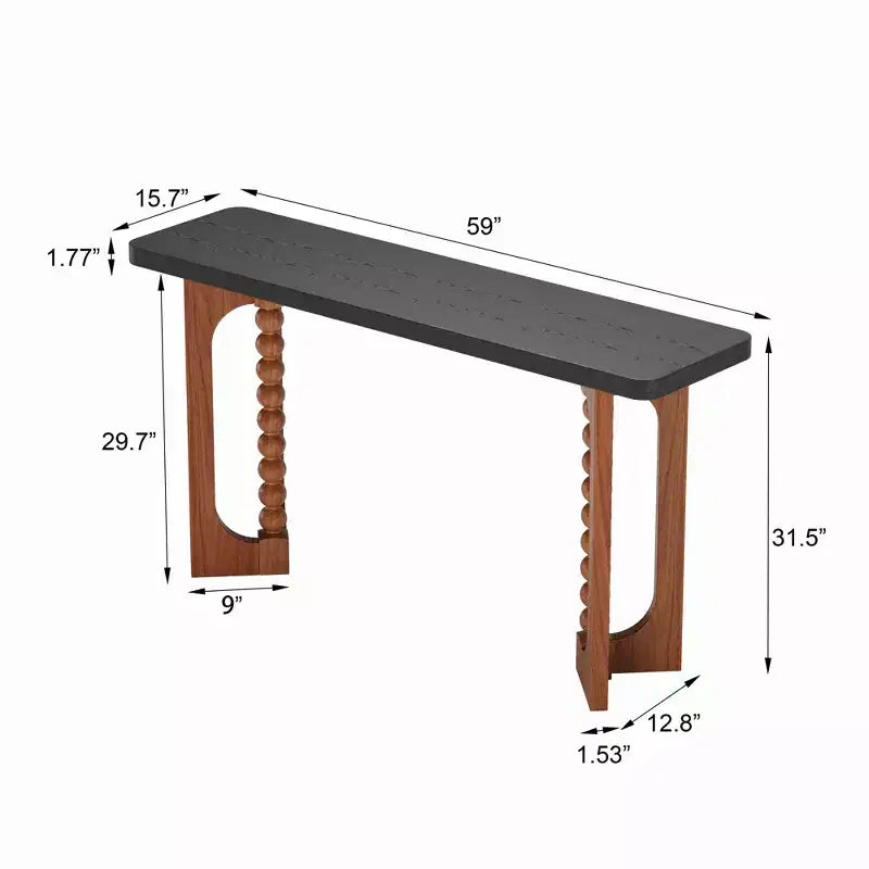 Mesa consola rústica de madera de 59'' con patas esféricas únicas