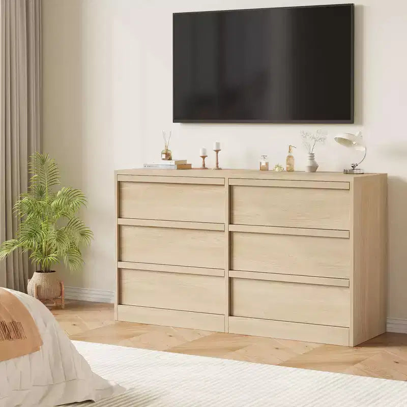 47 breite Kommode mit 6 Schubladen für das Schlafzimmer, Kommode aus Holz mit viel Stauraum, Schrankorganizer für das Wohnzimmer