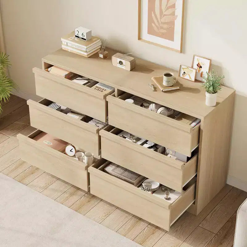 47 breite Kommode mit 6 Schubladen für das Schlafzimmer, Kommode aus Holz mit viel Stauraum, Schrankorganizer für das Wohnzimmer