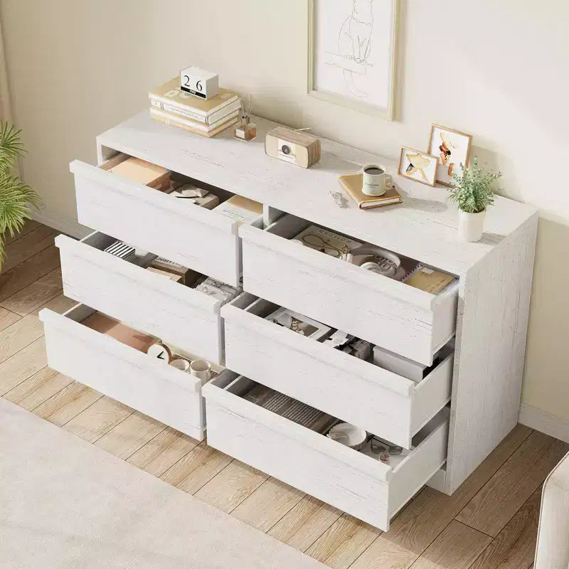 Commode de chambre de 47 à 6 tiroirs, en bois, avec grand espace de rangement, meuble de rangement pour le salon
