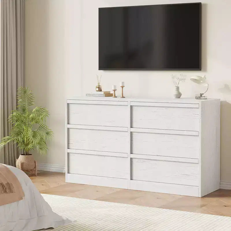 47 breite Kommode mit 6 Schubladen für das Schlafzimmer, Kommode aus Holz mit viel Stauraum, Schrankorganizer für das Wohnzimmer