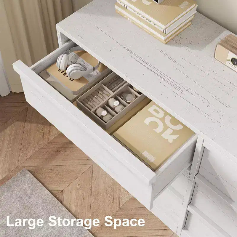 47 breite Kommode mit 6 Schubladen für das Schlafzimmer, Kommode aus Holz mit viel Stauraum, Schrankorganizer für das Wohnzimmer