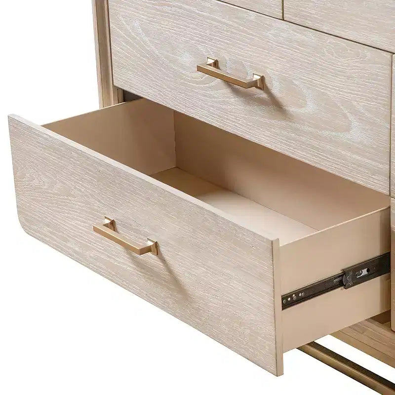 Commode bohème en chêne à 7 tiroirs