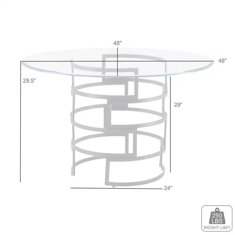Mesa de comedor redonda de vidrio, mesa de comedor moderna para cocina, superficie de vidrio lisa y base estable