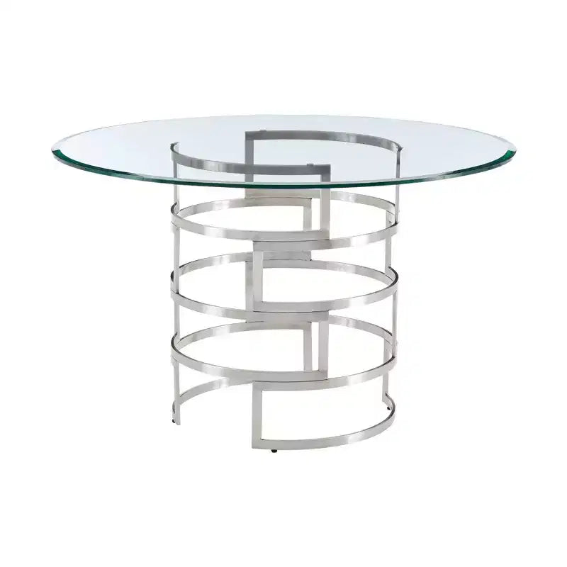 Mesa de comedor redonda de vidrio, mesa de comedor moderna para cocina, superficie de vidrio lisa y base estable