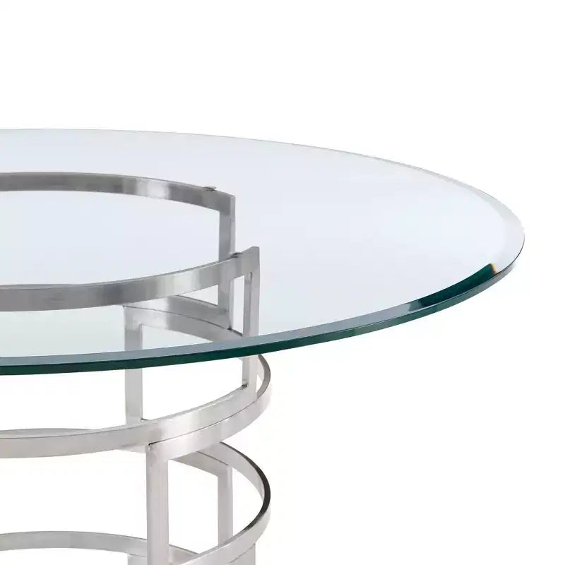 Mesa de comedor redonda de vidrio, mesa de comedor moderna para cocina, superficie de vidrio lisa y base estable