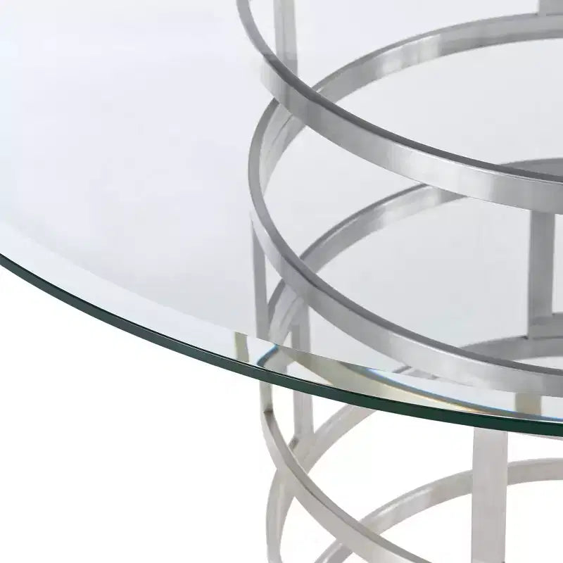 Mesa de comedor redonda de vidrio, mesa de comedor moderna para cocina, superficie de vidrio lisa y base estable