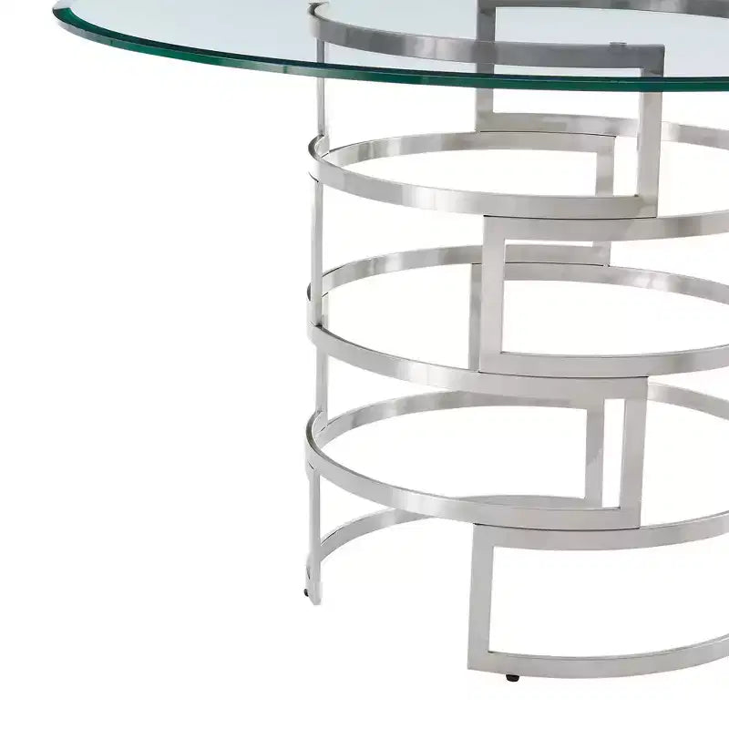 Mesa de comedor redonda de vidrio, mesa de comedor moderna para cocina, superficie de vidrio lisa y base estable